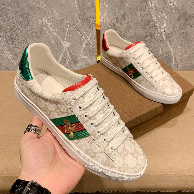 欧洲站春夏小白鞋男士小蜜蜂刺绣印花休闲板鞋青年欧货潮