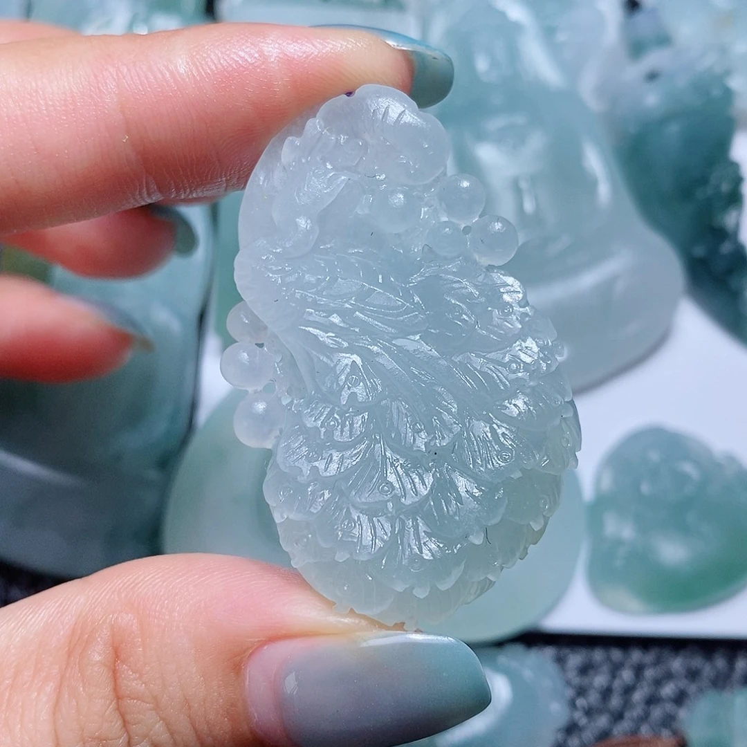 定制翡翠未镶嵌毛货付款后确认抛光