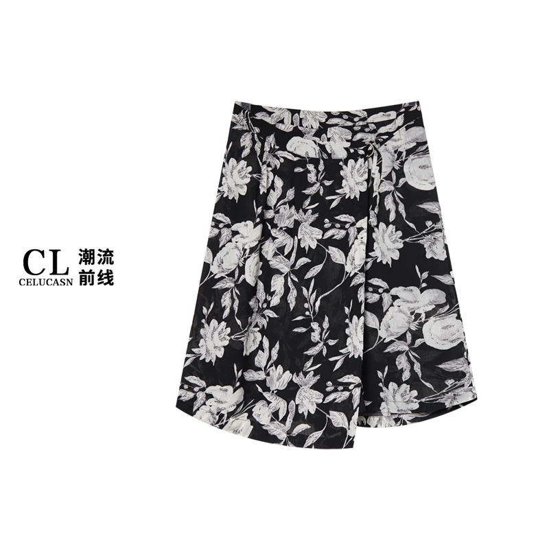 A7JI5A40#花稿满印五分裤复古时尚百搭轻奢风碎花短裤中裤