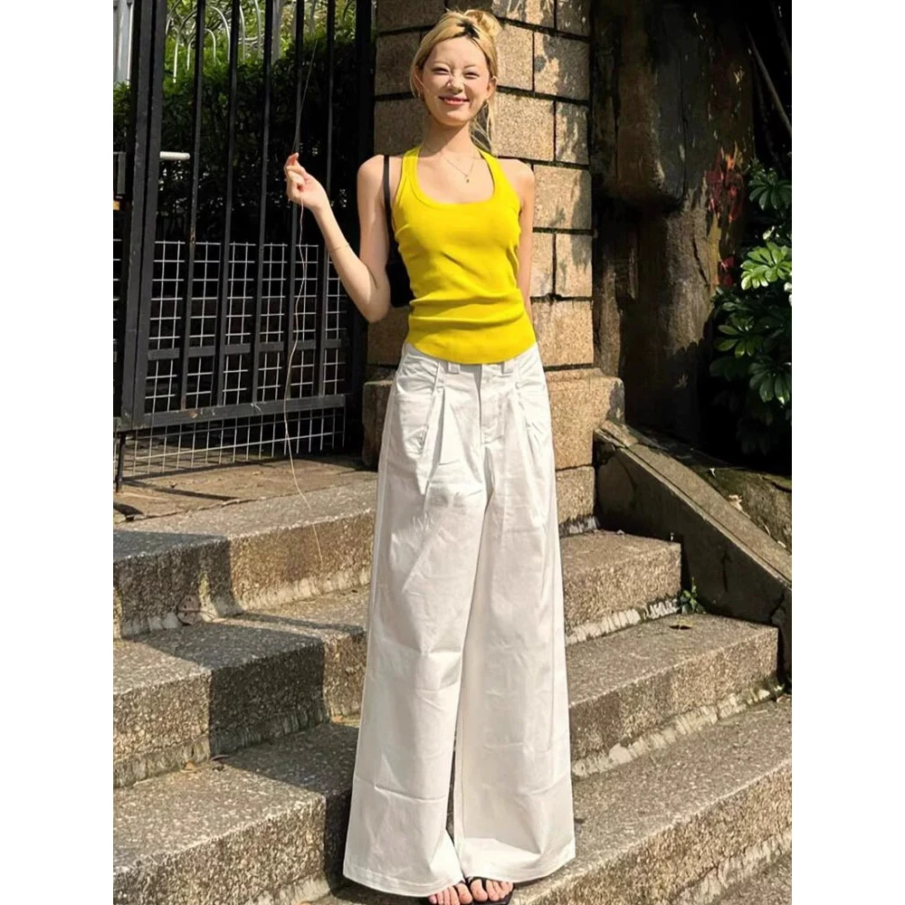 法式纯欲柠檬黄背心女夏季修身显瘦高级感名媛气质修身百搭上衣潮