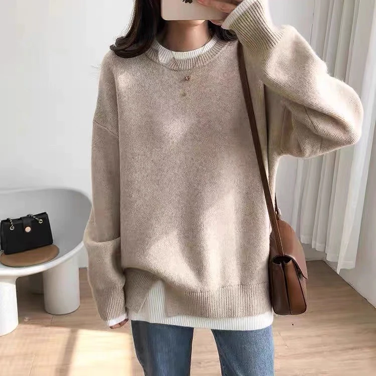 0008 Y590软糯慵懒风毛衣女秋冬季韩系穿搭外穿针织衫J5