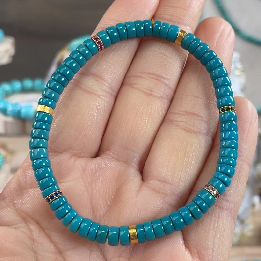 绿松石未镶嵌套链精品k金设计款