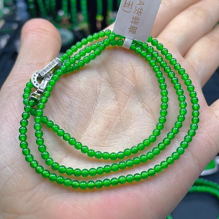 翡翠未镶嵌颈饰天然A货翡翠 玻璃种正阳绿毕业级3