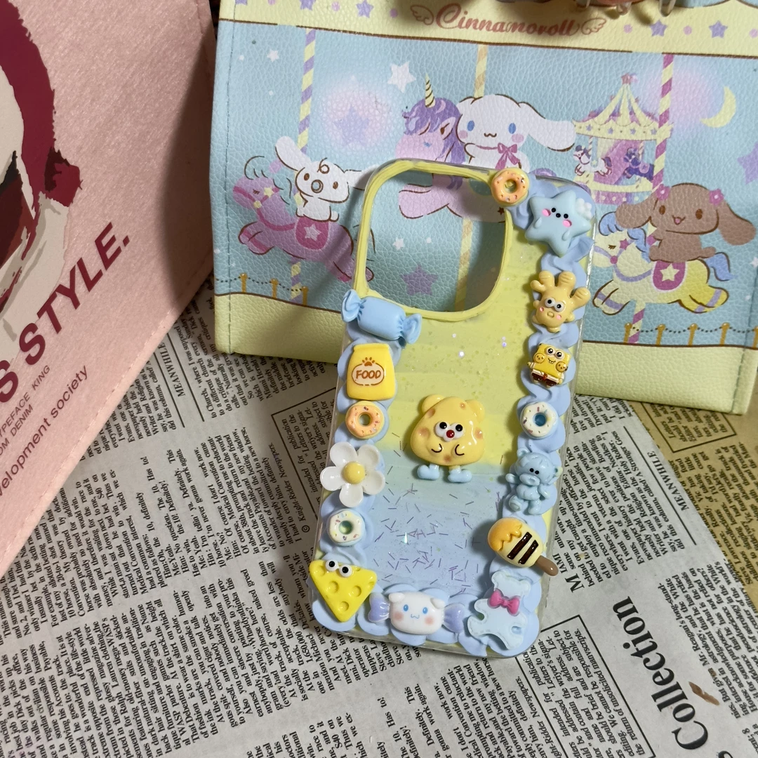 {怡宝}奶油胶手机壳海盐芝士原创设计纯手工定制立体卡通可爱