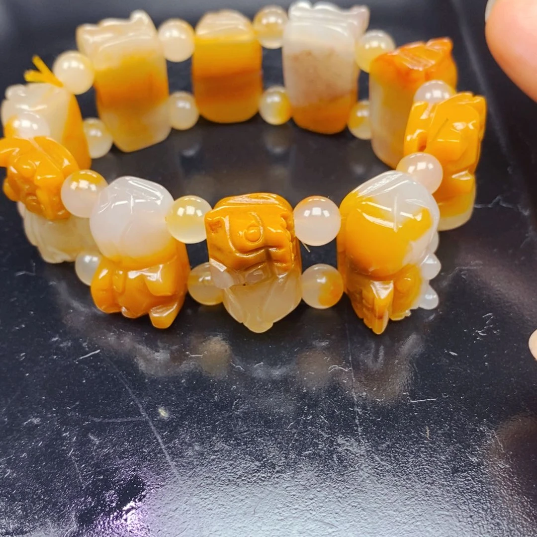 石英质玉（黄龙玉）未镶嵌项链