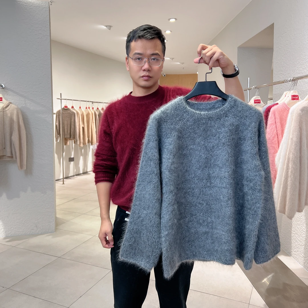 【云龙工厂】100山羊绒拉绒圆领时尚休闲女款厚款套头衫6101