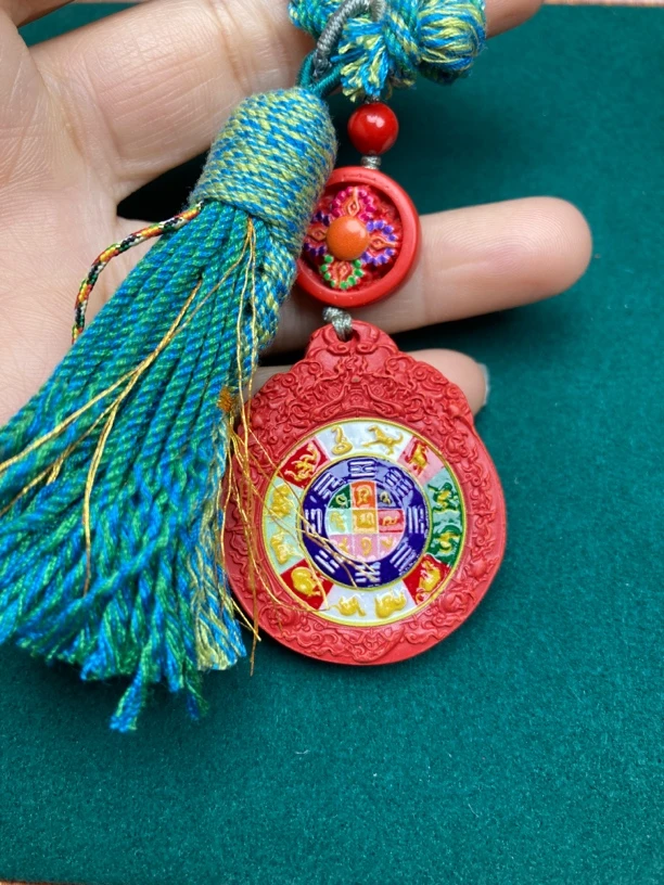 含辰砂工艺品【保真朱砂】红砂彩绘时来运转包包挂