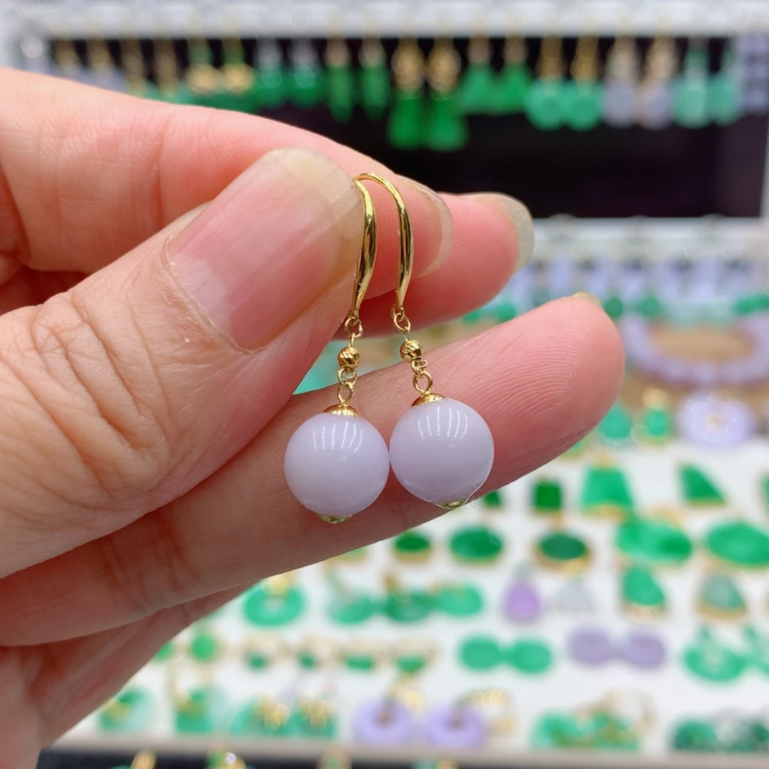 翡翠18K金镶嵌耳饰