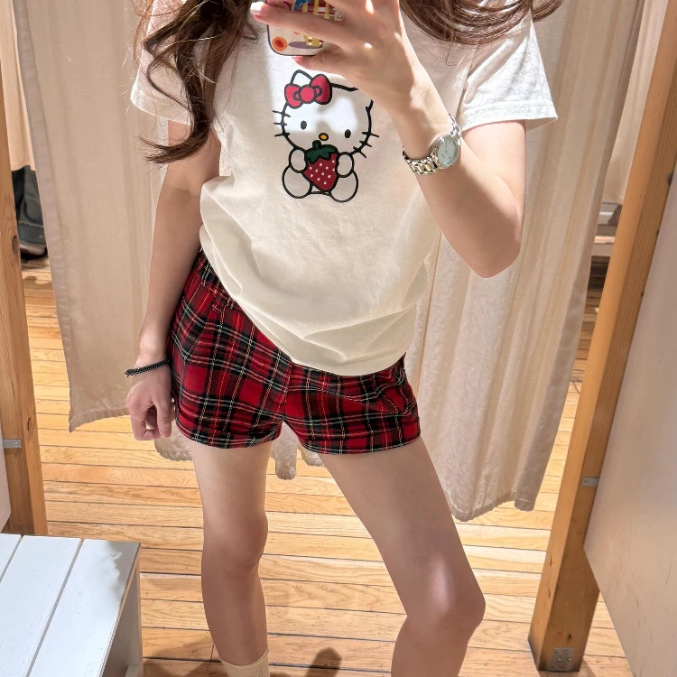 卡通凯蒂猫印花睡衣女夏款2025新款短袖短裤家居服套装可外穿ins