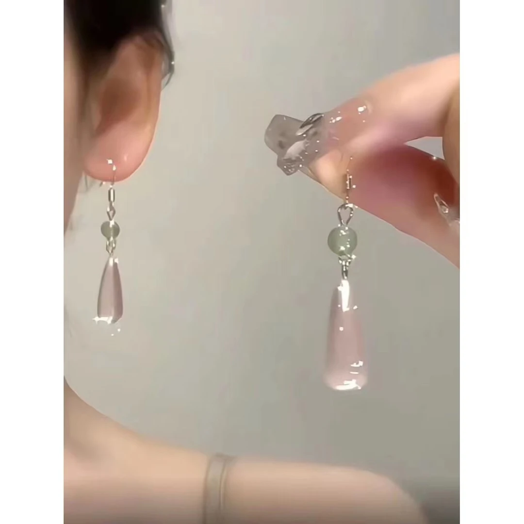 「粉黛佳人」然后我们跳舞了新中式国风水滴复古长款气质耳环耳钉