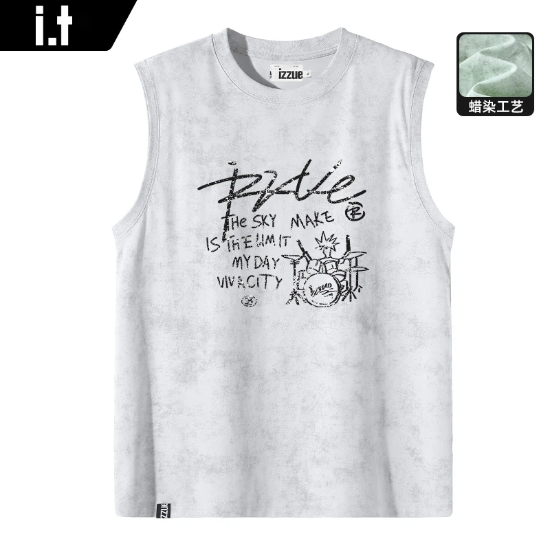 i.t izzue美式潮流运动坎肩夏季背心男士潮牌高街宽松百搭无袖T恤