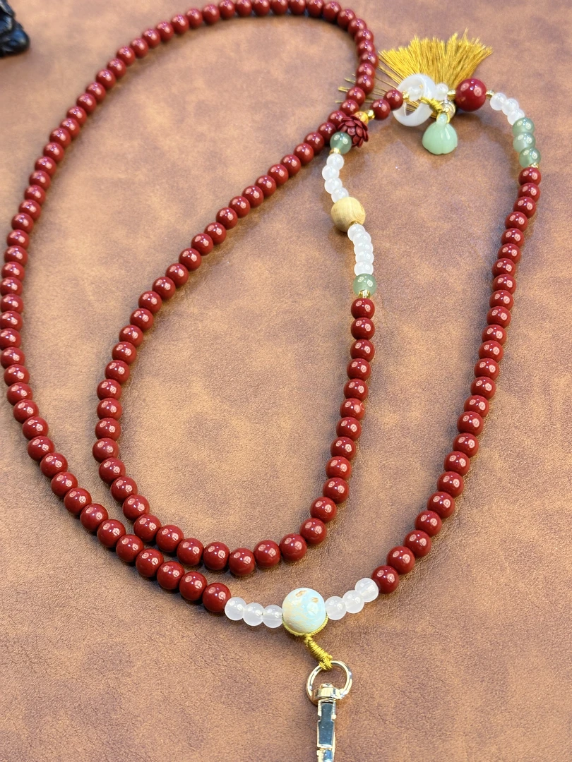 天然辰砂隐茶山房文玩手串sp413