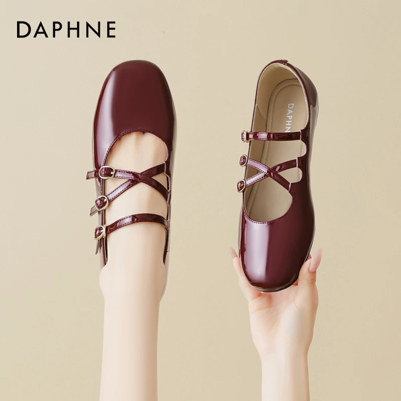达芙妮品牌正品复古玛丽珍浅口芭蕾风单鞋2025夏季法式交叉带女鞋