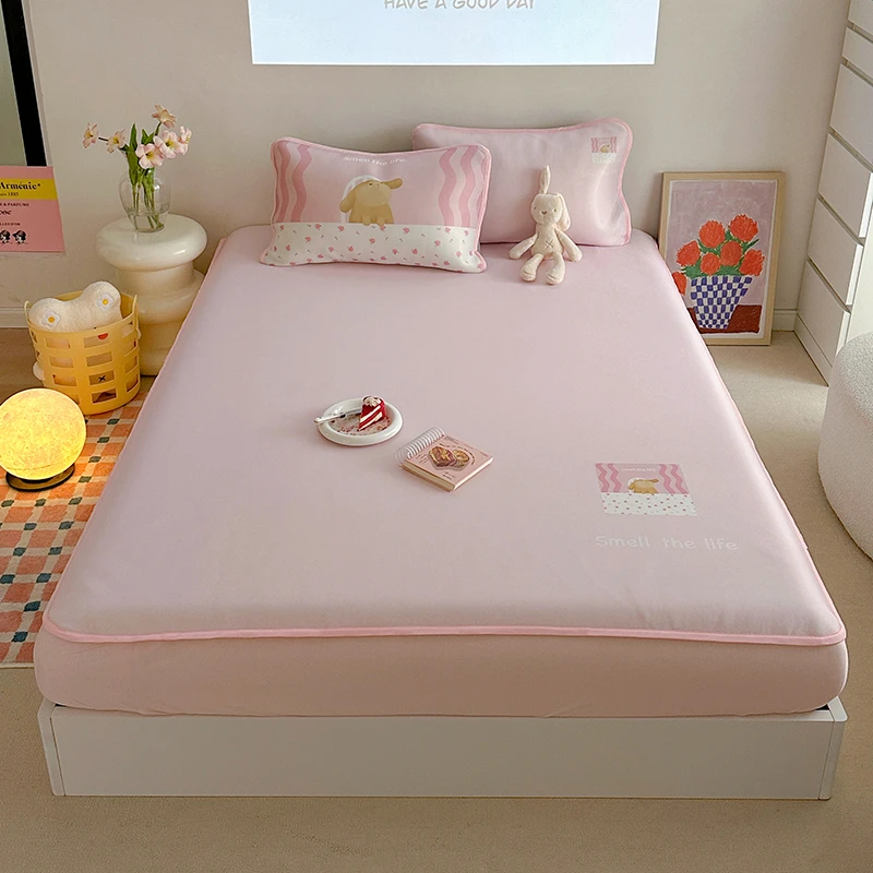 卡通新款糯叽叽凉感果冻空调席夏季冰丝凉席三件套床笠单件软席子