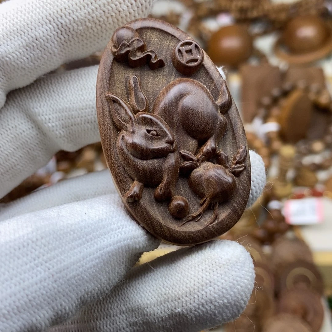 吊坠檀香木印度迈索尔老山檀兔子沉水5.0