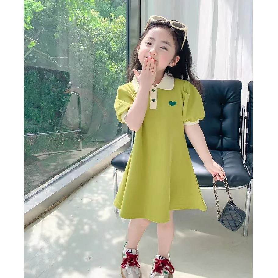女童公主裙夏季服装连衣洋气POLO裙子儿童泡泡袖连衣裙薄款公主裙