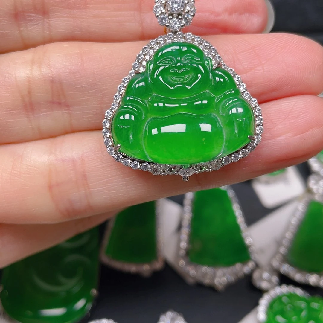 吊坠(不含链)银S925镶嵌翡翠吊坠