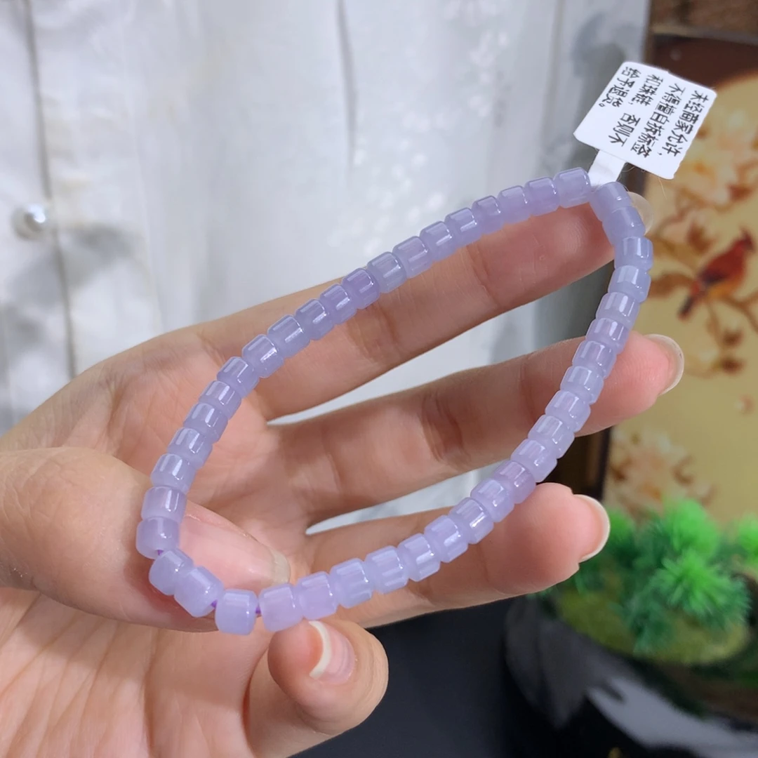 未镶嵌手串翡翠卡5.0冰润胶紫桶珠