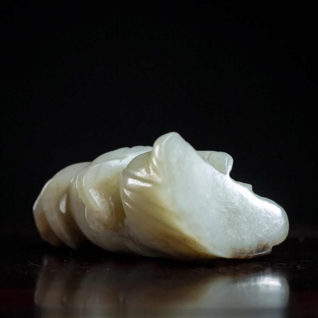 清代和田玉胡人戏狮-NX