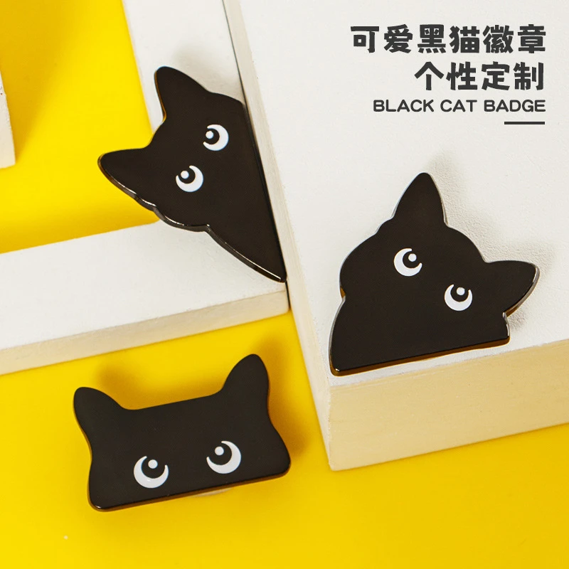 【黑猫】胸章潮女网红服装饰品个性呆萌猫咪金属仿珐琅徽章