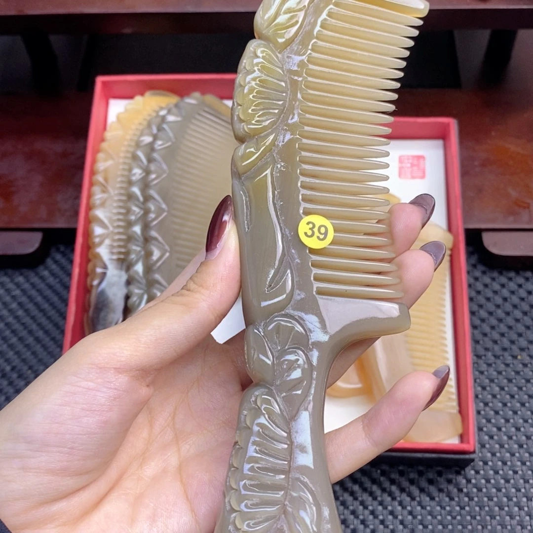 纯手工制作纯牛角梳子海***~