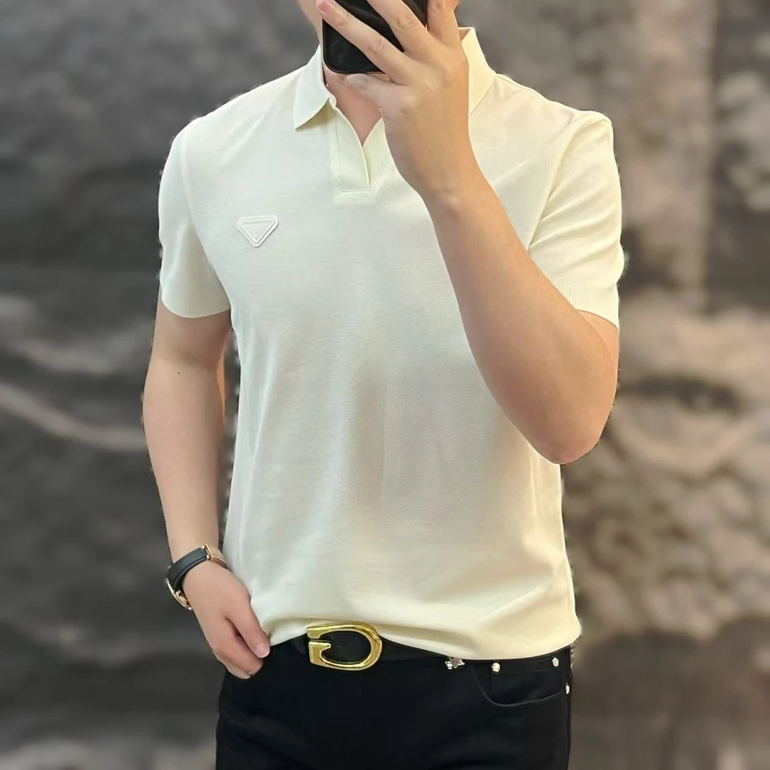 新款高端男士潮流百搭个性倒三角胸标休闲短袖T恤G-52121