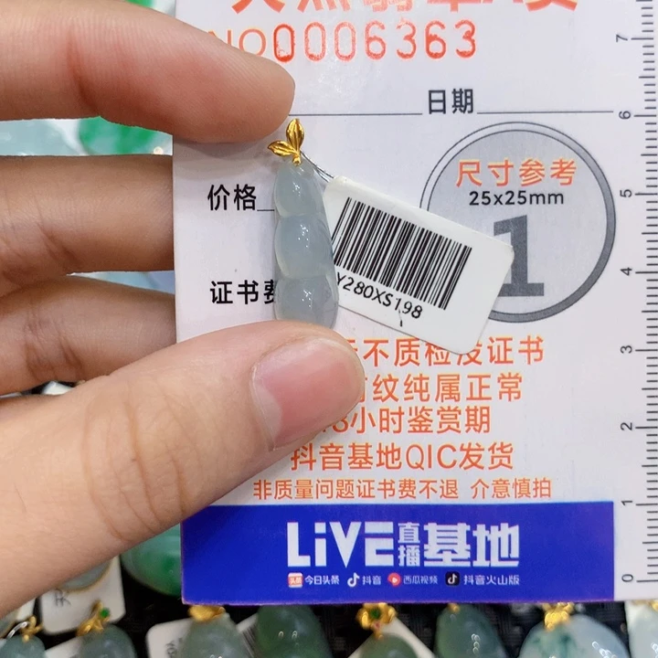 翡翠18K金镶嵌颈饰豆子