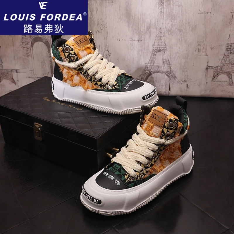Louis Fordea/路易弗狄百搭厚底男鞋时尚板鞋布鞋运动休闲鞋潮鞋