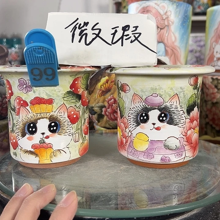满38包邮景德镇手绘花盆