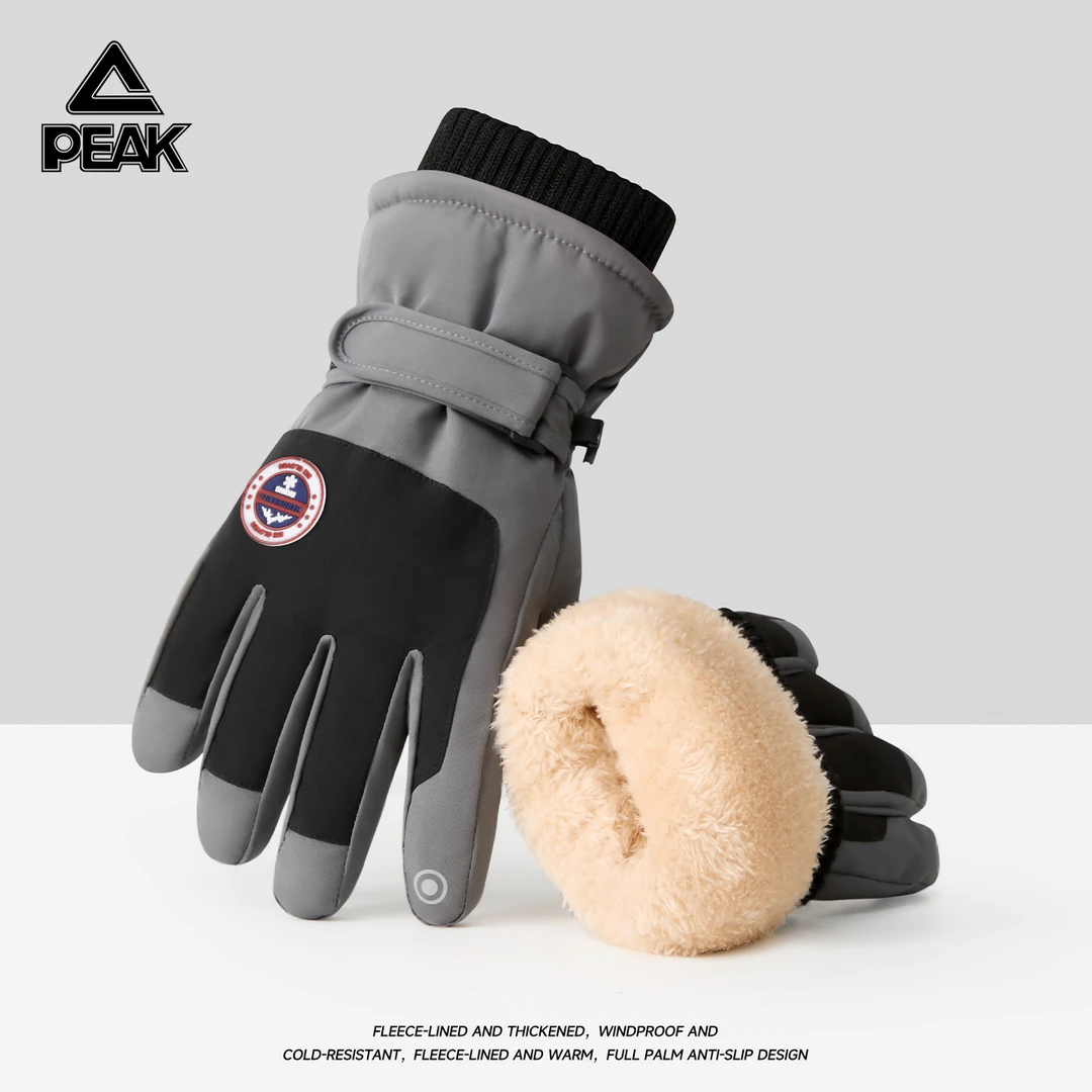 匹克冬季滑雪手套男士户外骑车保暖防风可触屏加绒加厚防寒棉手套