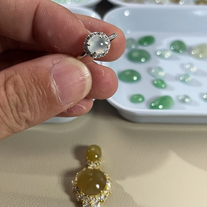 翡翠银S925镶嵌戒指