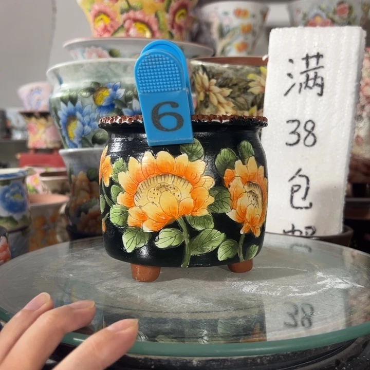 景德镇手绘花盆满38包邮偏远地区除外