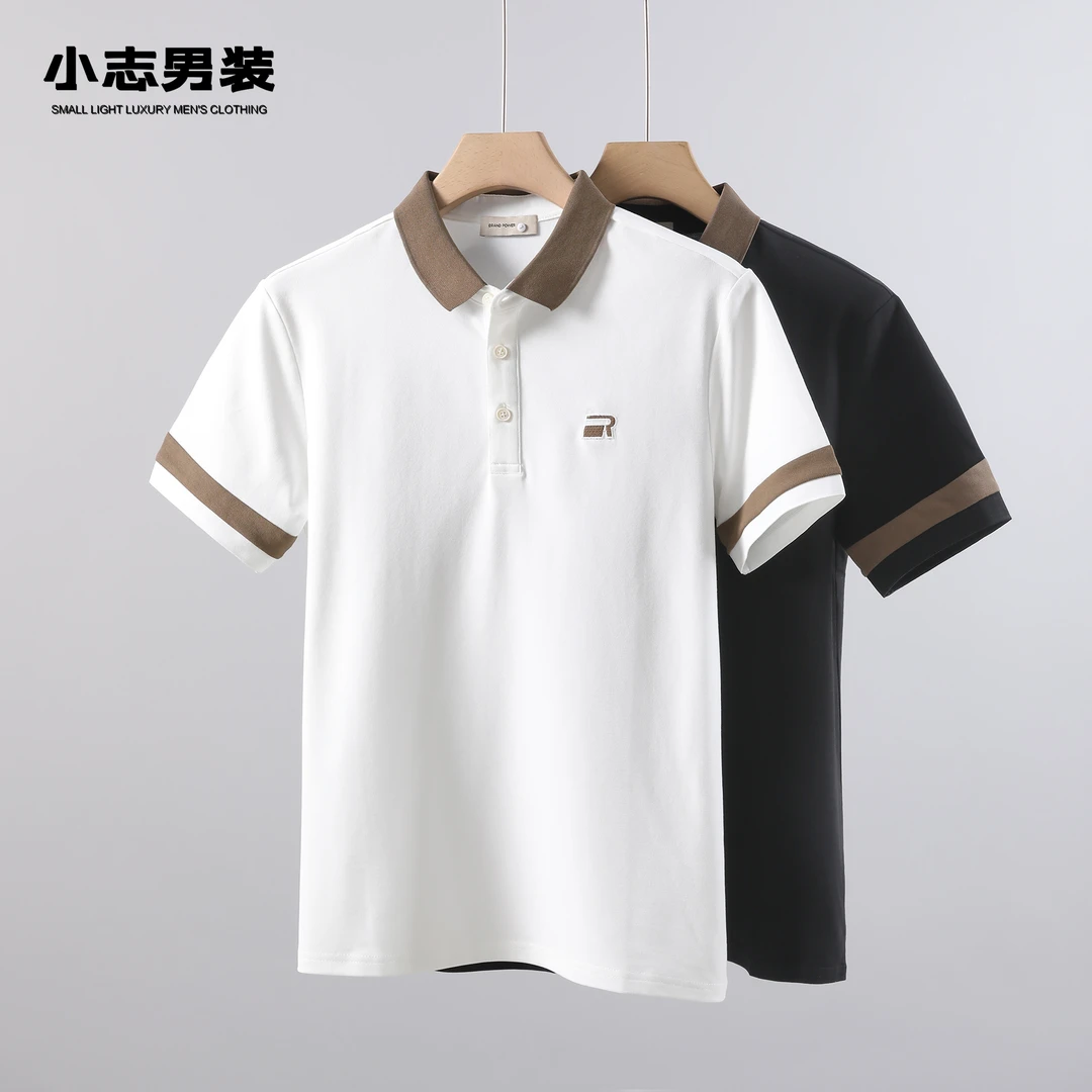 夏季撞色设计小刺绣百搭短袖Polo衫男士新款休闲T恤时尚翻领上衣