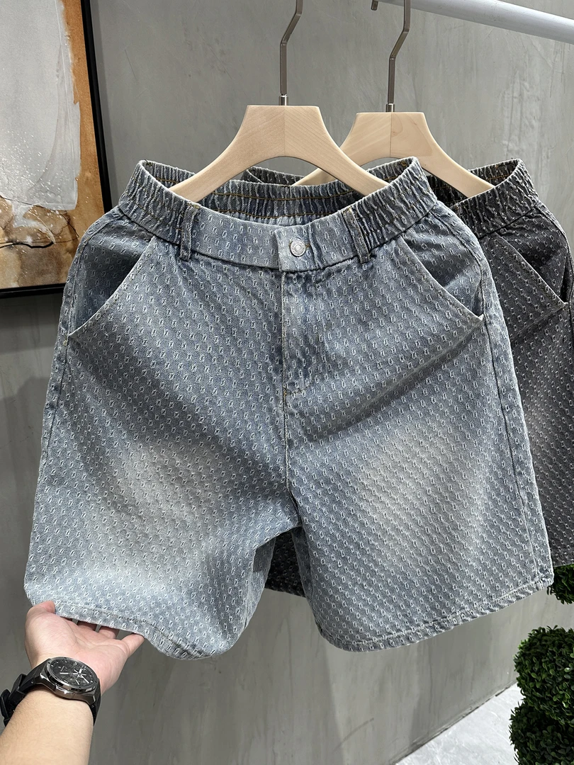 痞帅牛仔短裤男士夏季潮牌五分裤高级感沙滩大裤衩潮流休闲中裤子