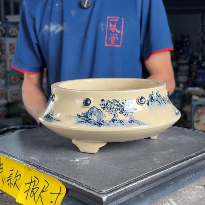 一风堂石湾花盆 内15*6高温裂瑕疵