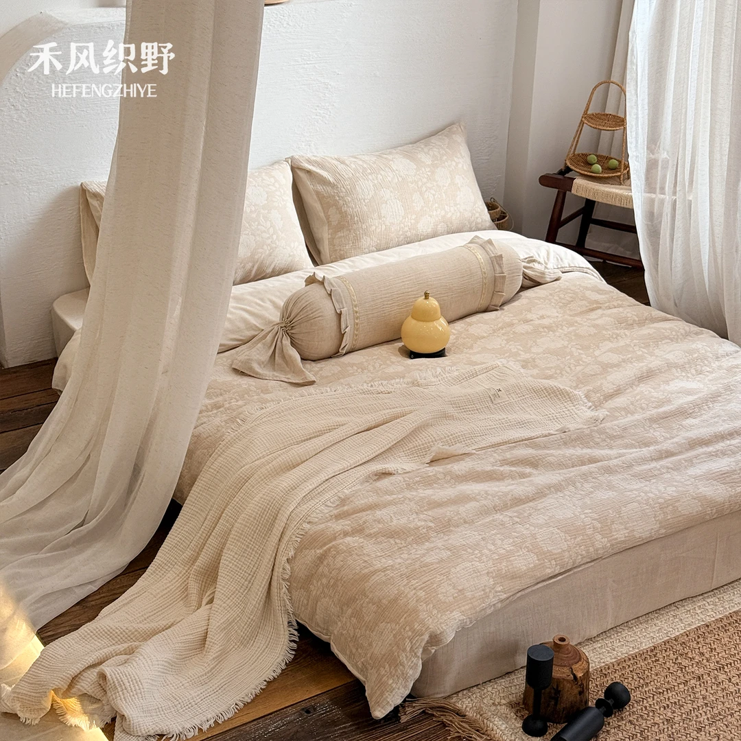 【禾风织野- 棉麻合集】单人小号无花边款亚麻全棉学生宿舍三件套