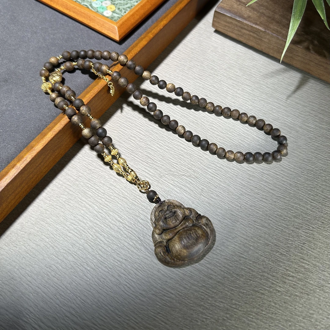 沉香【何姐专属】天然沉香圆珠大佛公吊坠 YC3000106