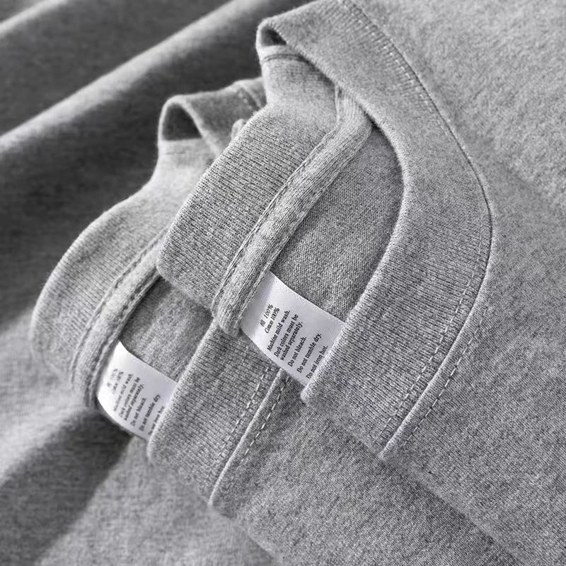 麻灰色300g重磅纯棉简约短袖男夏季浅灰色圆领休闲宽松半袖T恤女