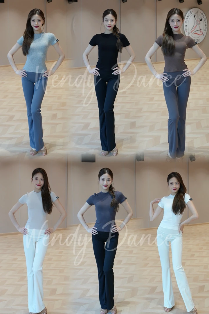 wendy拉丁舞服短款螺纹棉上衣