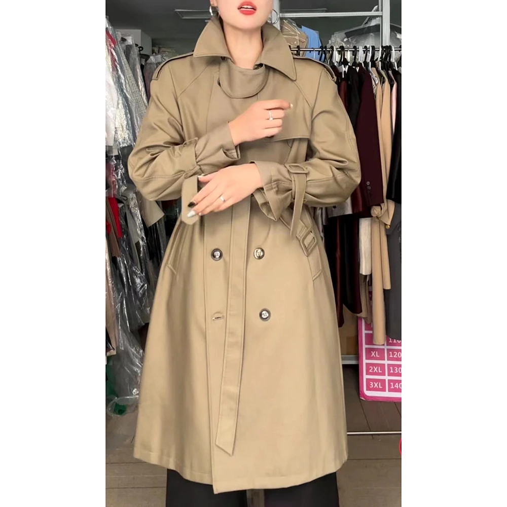 风衣长款薄款中长款时尚大衣百搭春秋韩版小个子气质英伦风 LW066