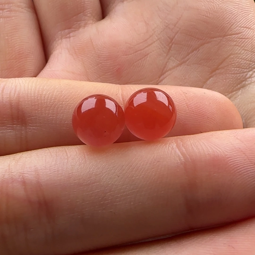 玛瑙/玉髓未镶嵌对珠8.3