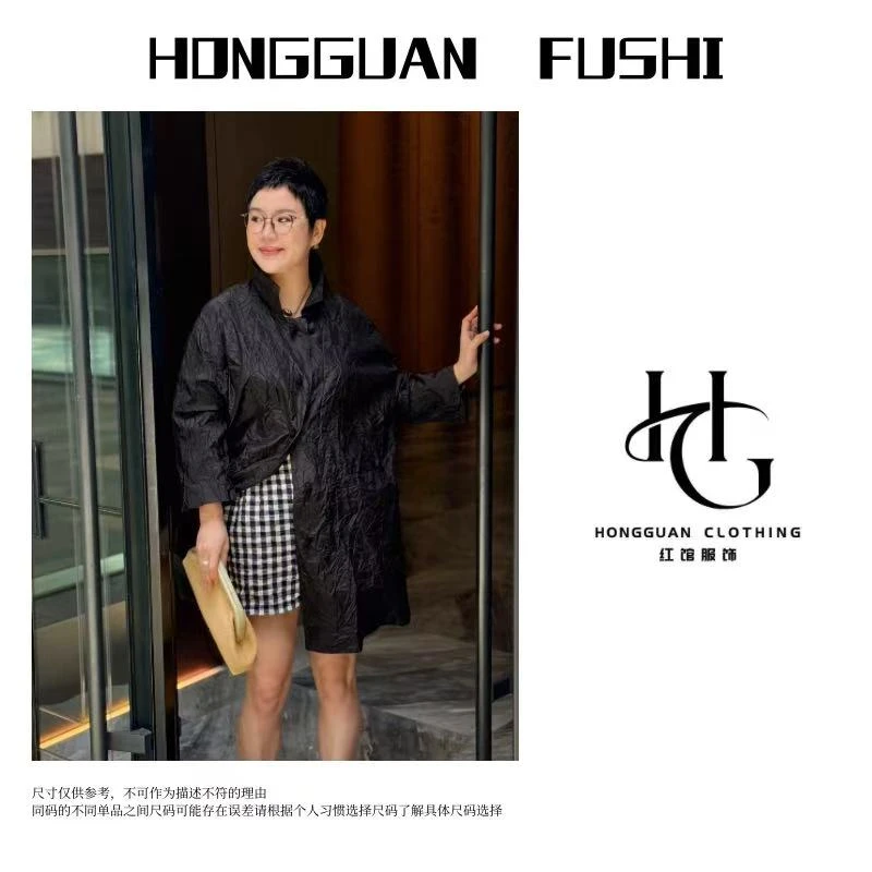 H·G【优雅永存】2459   新款时尚百搭极简宽松褶皱外套衬衫