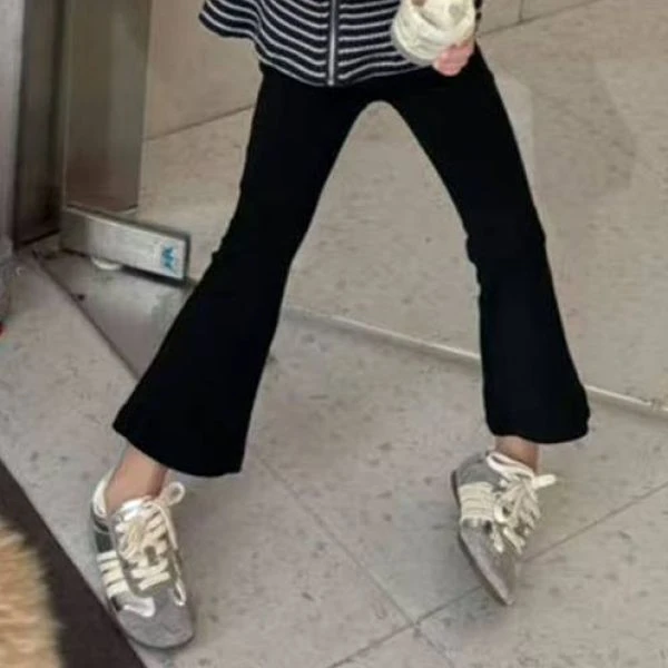 【现现】大金定制潮酷纯色百搭女童黑色韩系微喇裤