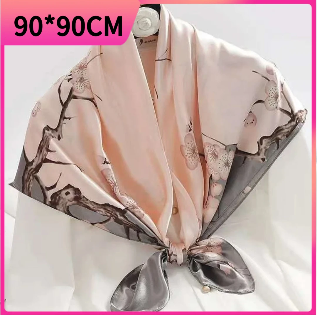 时尚喜上眉梢90CM百搭丝巾围巾披肩民族风大方巾春秋洋气防晒丝巾