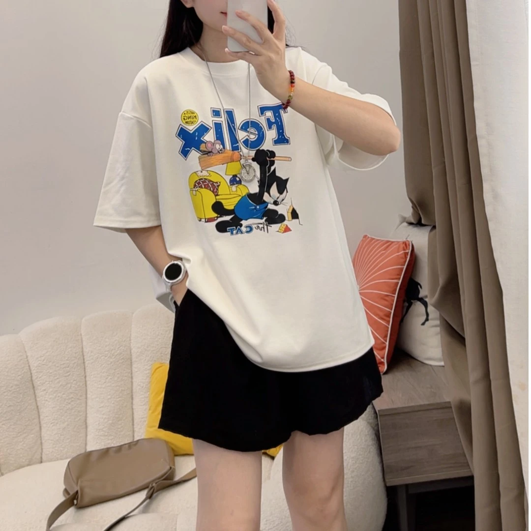 2025新款女夏季字母印花时尚短袖T恤短裤两件套套装DYY2833