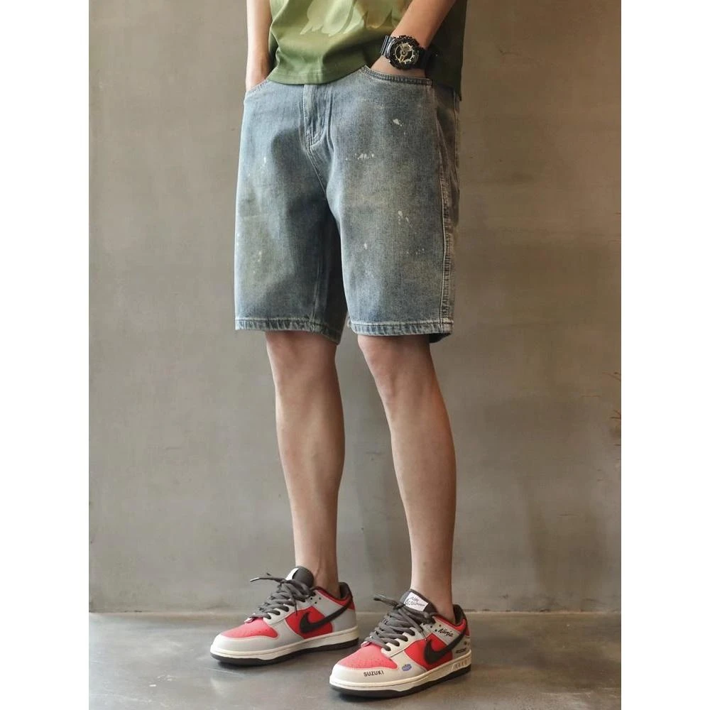 短裤休闲薄款裤子五分裤大码夏季男童男士夏季星空纹牛仔裤宽松