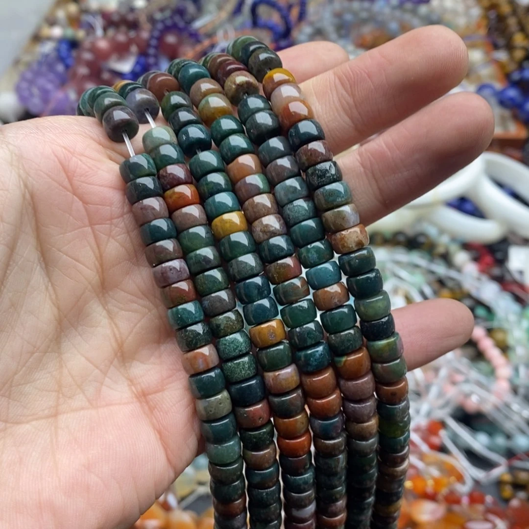 玛瑙/玉髓未镶嵌珠宝半成品一条天然4.5×7.5mm水草玛瑙直切隔片