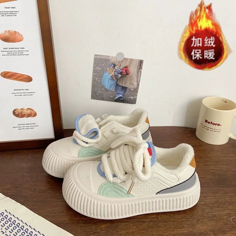 【女生加绒板鞋】秋冬学生休闲小白鞋厚底板鞋XT90-1