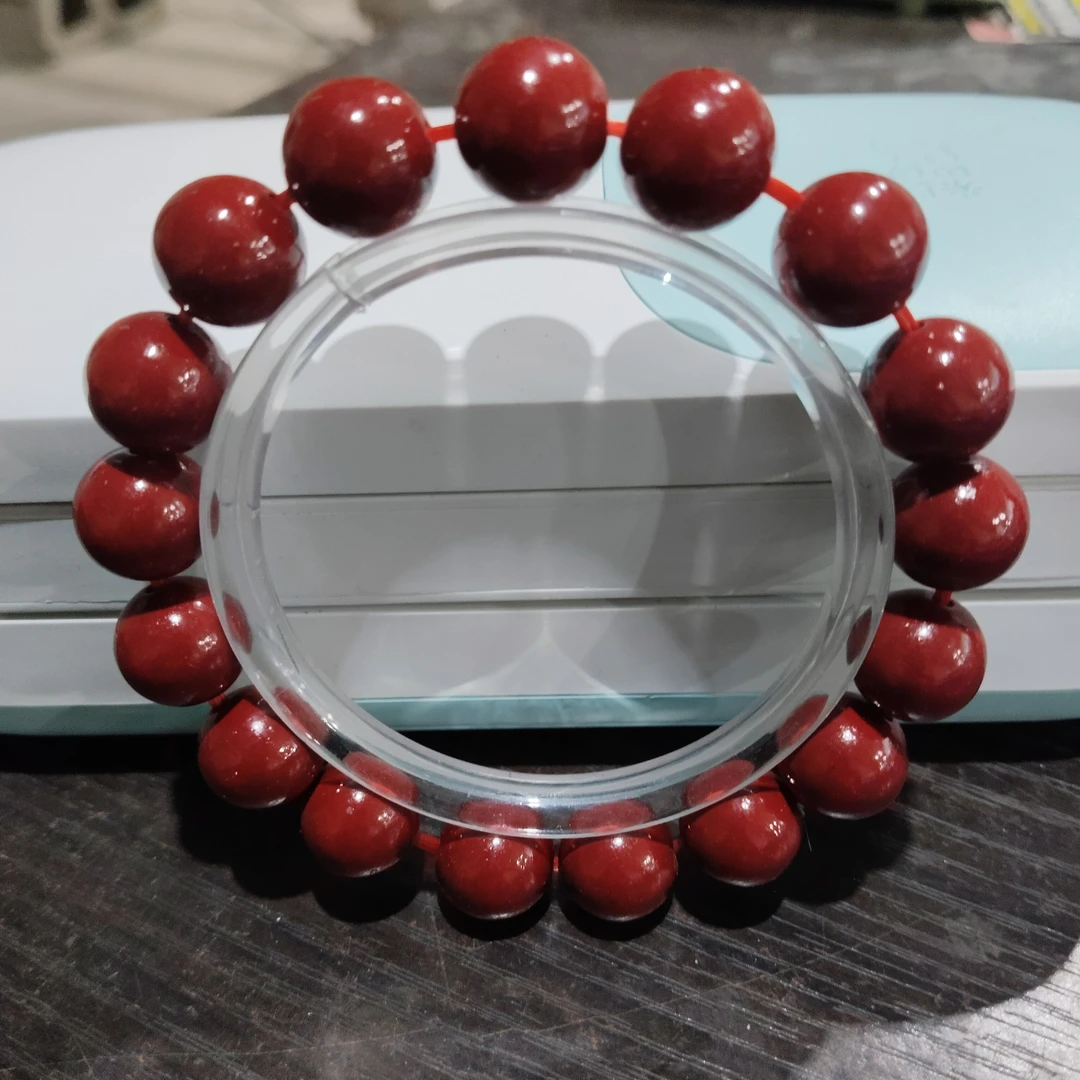 含辰砂工艺品A144 辰砂圆珠1.2cm 单圈手串（人工合成）