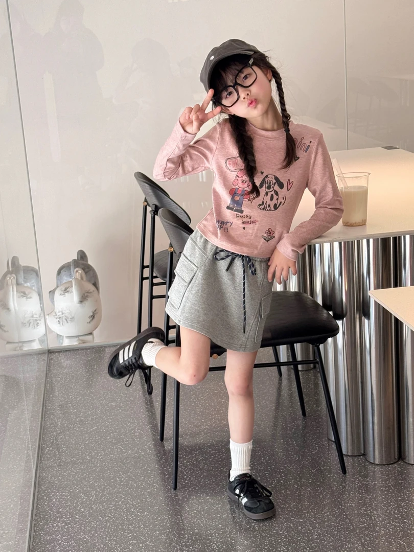 2025春夏中大童女童韩版口袋简约运动短裙裤时尚百搭儿童洋气童装